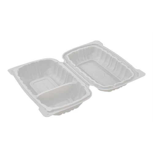 MFPP-SL962| Container Plastic Hinged 9x6x3" White 2-Comp MFPP