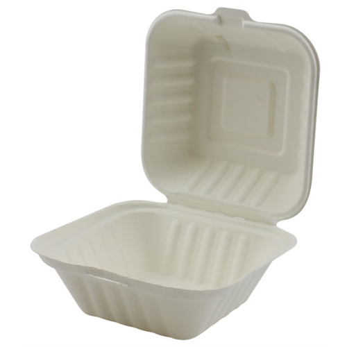 ECO-6631 | Hinged Cont Bagasse 6x6x3" -1 Comp ECO