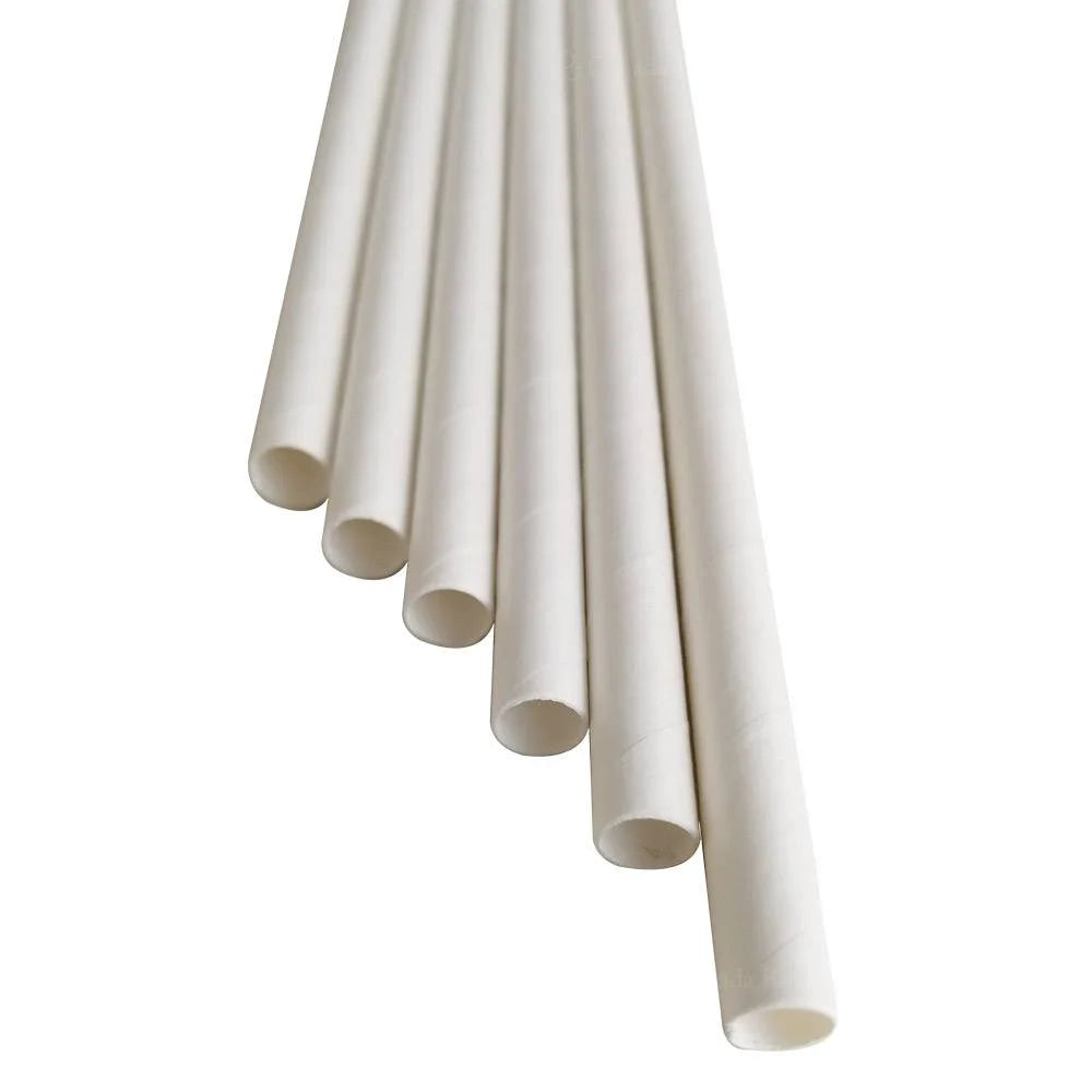STR-P-8W | 8" White Paper Straw - 6 mm