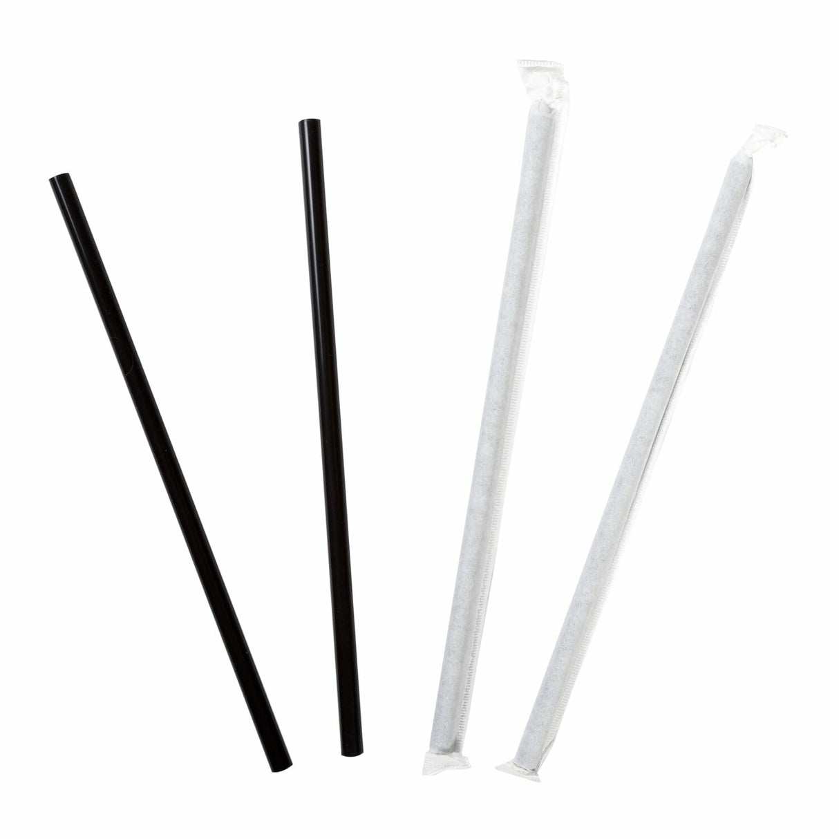 STR-P-8JB | 8"- Ind Wrapped - Jumbo Straws - Paper - Black - 8mm