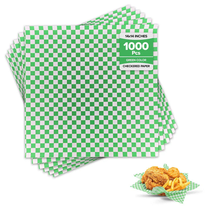 GP-GRN-1414|  Checkered Sheets - Green - 14"x14"