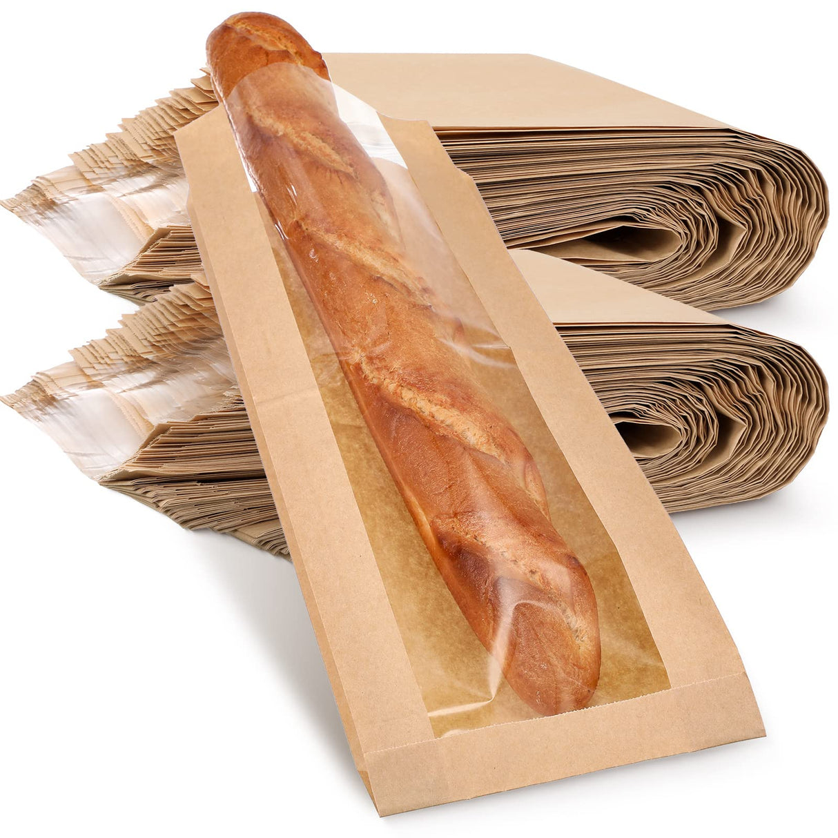 ATBBK224W | Bag Paper Bread 4x2x24 Kraft Window Plain