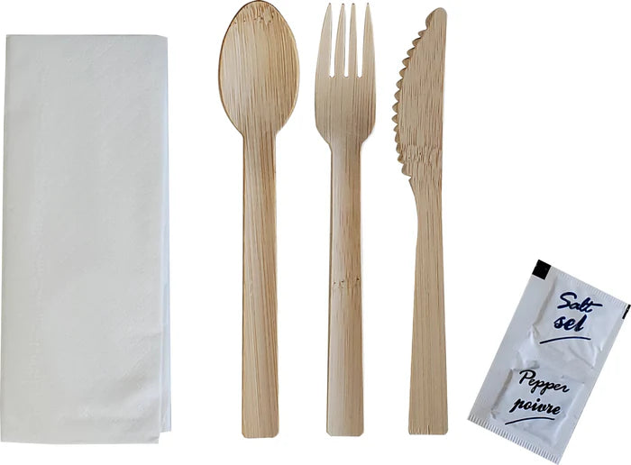 CUT-SET-5 | Wrapped 6pc Bamboo Cutlery Kit (F/K/S/N/S/P)