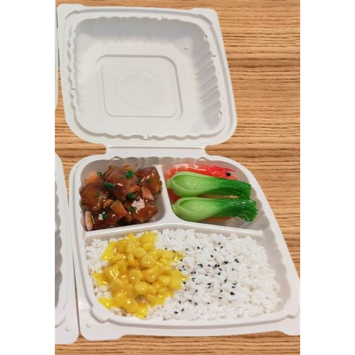 MFPP-SL93| Container Plastic Hinged 9x9x3" White 3-Comp MFPP
