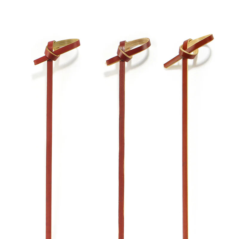 SK-BK3509 | Bamboo Knot Pick - 3.5" - Red (48x100)